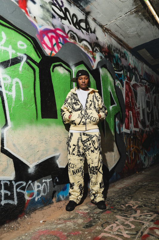 Signature Graffiti Sweatsuit Cream