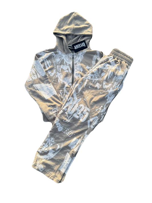 Signature Graffiti Sweatsuit Gray